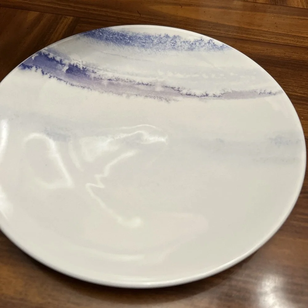 Lot 2 Lenox‎ Purple Blue Watercolor Horizons Print 9.5 Inches Plate Amethyst
